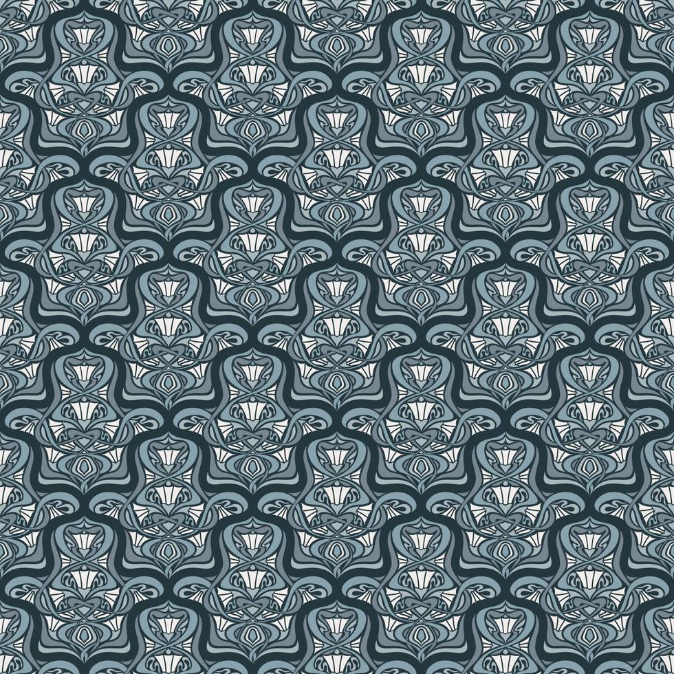 TURQUOISE SEAMLESS VECTOR BACKGROUND IN ART NOUVEAU STYLE WITH BLUE FLOWER ARRANGEMENT