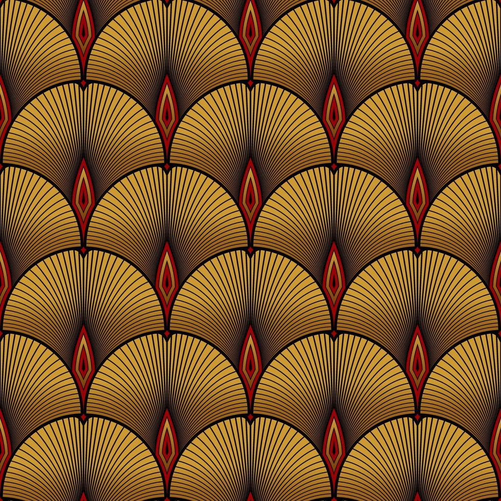 BLACK SEAMLESS VECTOR BACKGROUND WITH GOLDEN GINKGO BILOBA LEAVES