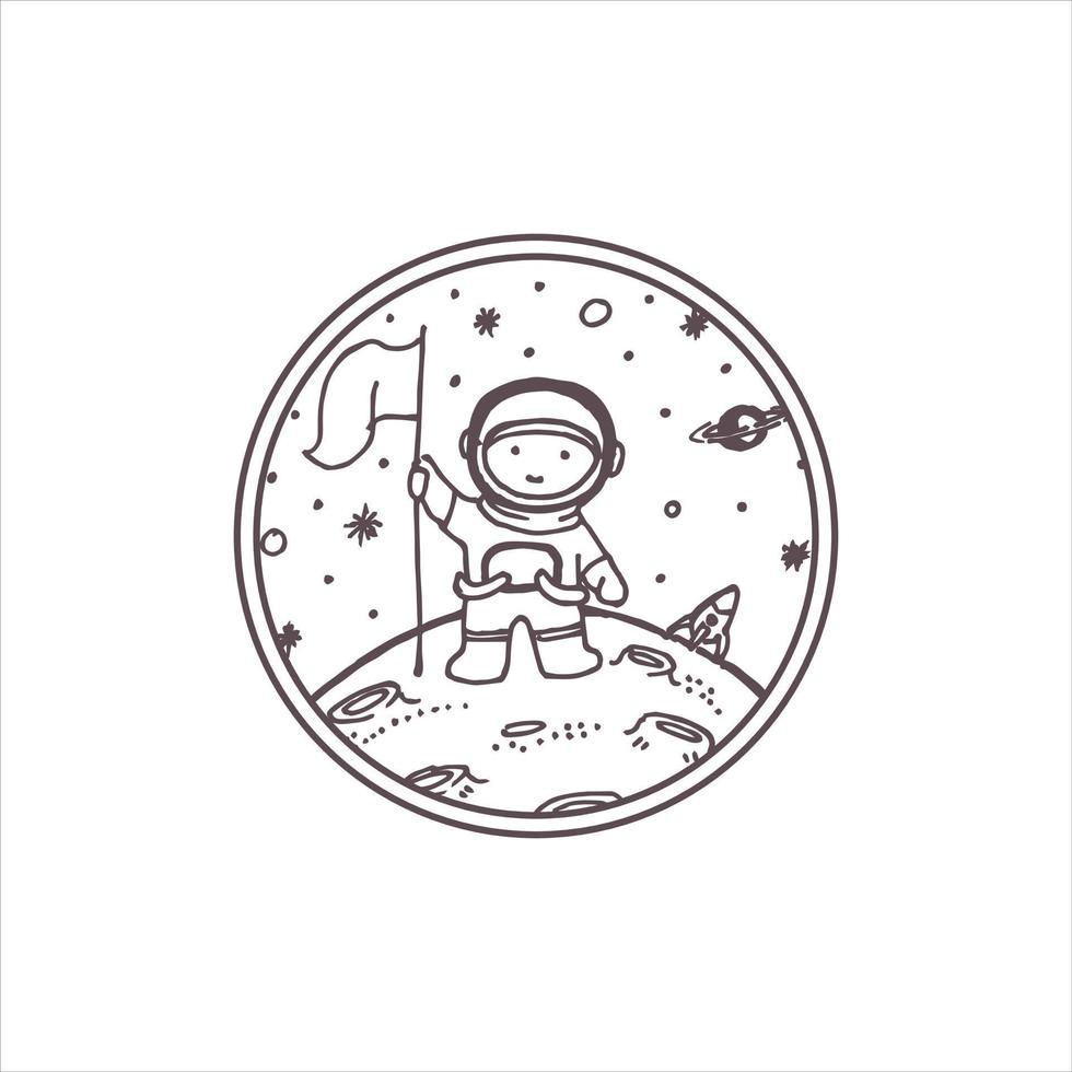 Illustration of a kid space or monoline vintage badge design vector