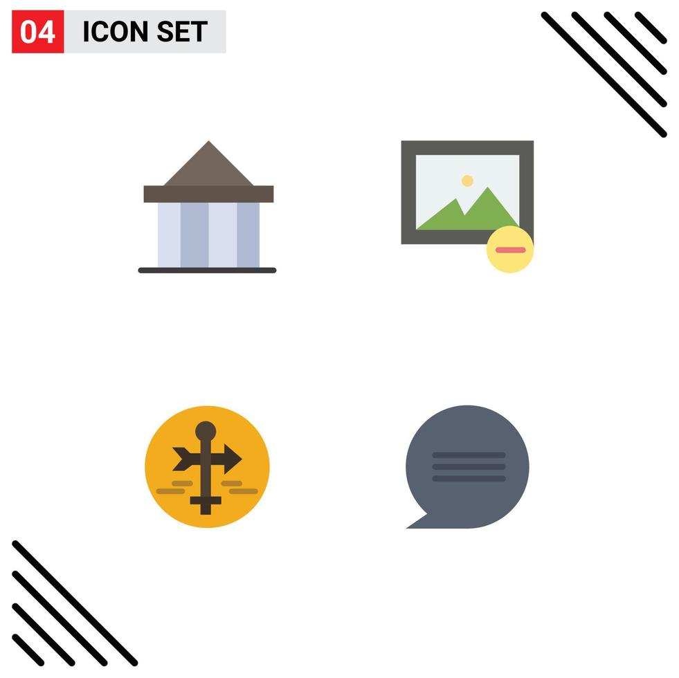 Set of 4 Vector Flat Icons on Grid for acropolis guide court image map pointer Editable Vector Design Elements