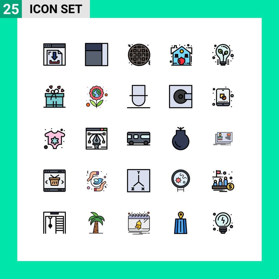 conjunto de 25 iconos de interfaz de usuario modernos signos de símbolos para bombilla de luz de regalo elementos de diseño vectorial editables de seguridad de luz de comida rápida vector