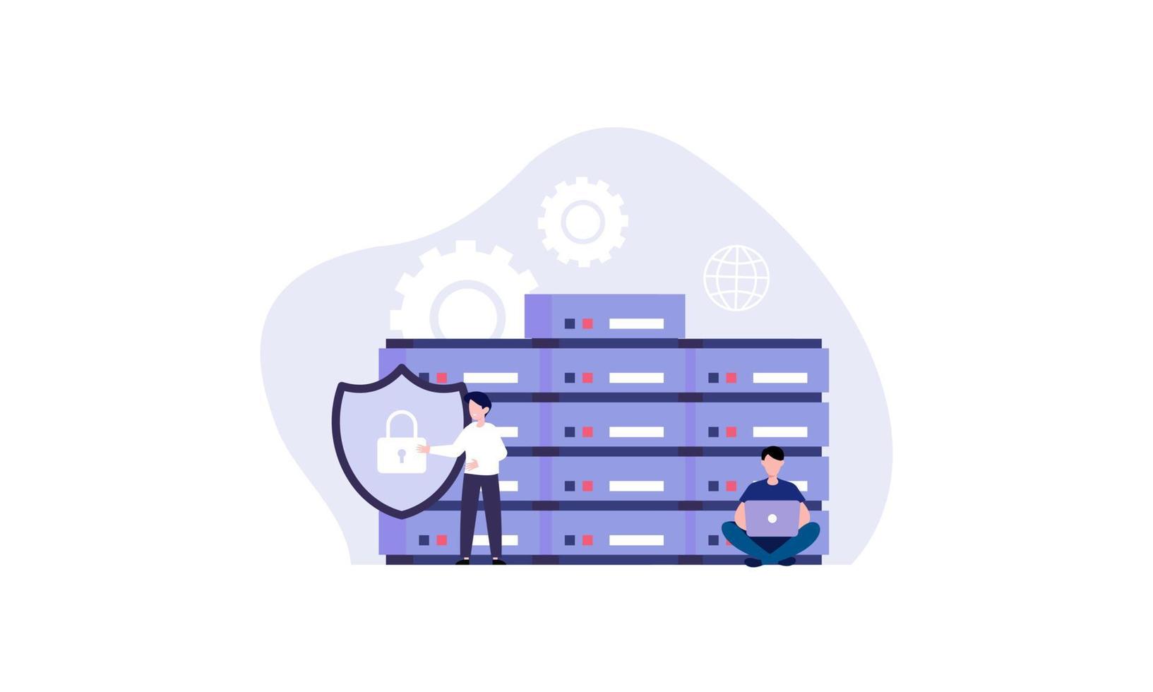 Data center concept, file management, cloud storage flat illustration vector