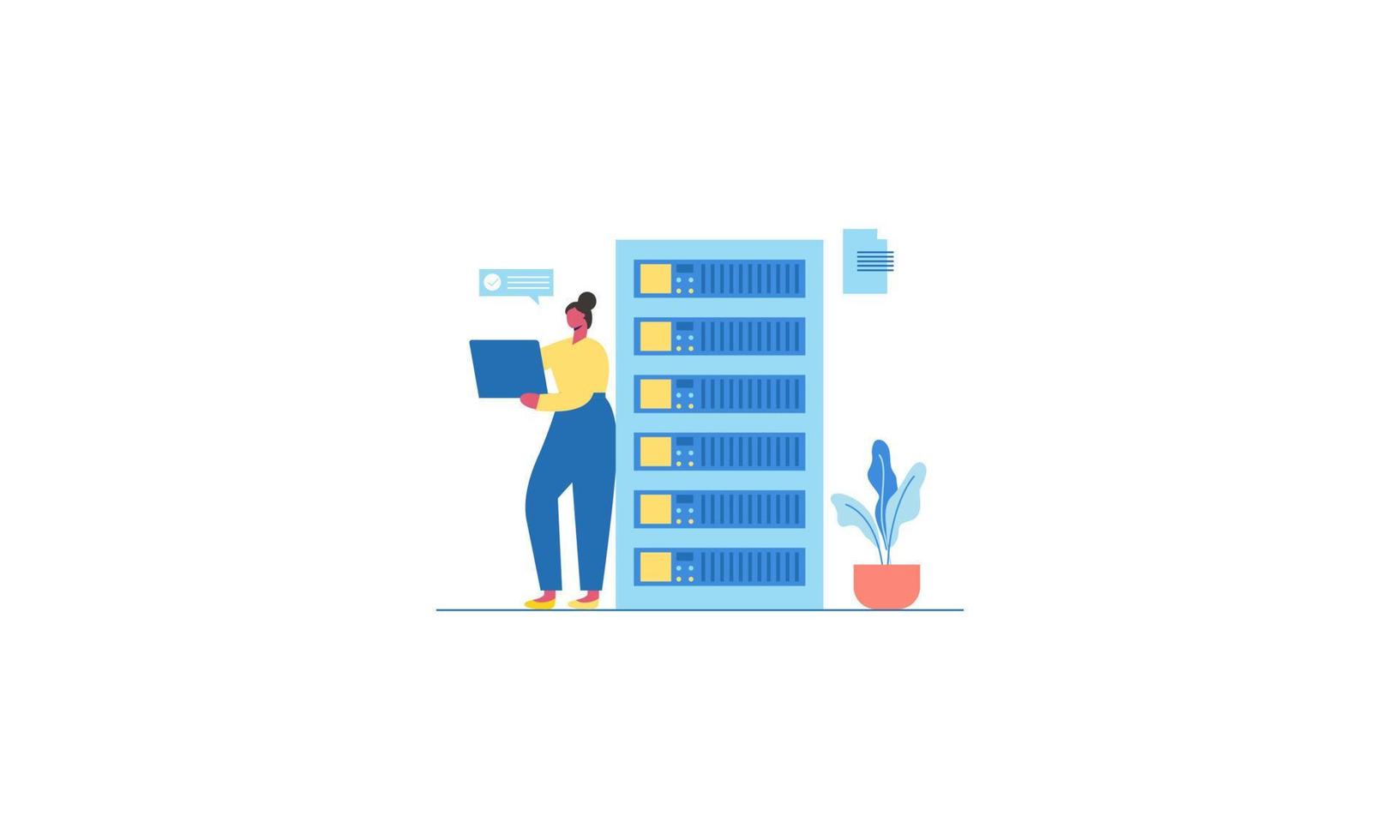 Data center concept, file management, cloud storage flat illustration vector