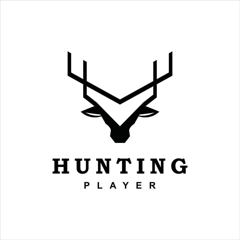 Plantilla de diseño gráfico de logotipo de animal de cabeza de ciervo de asta vector