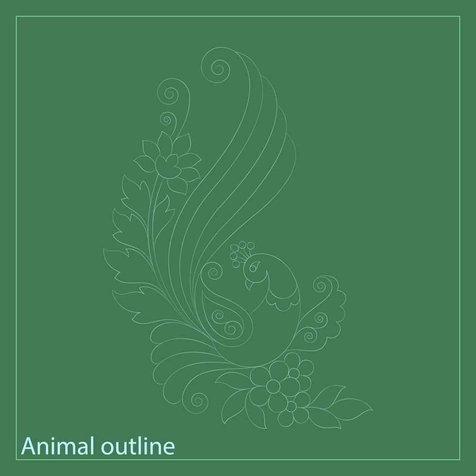 Floral duck line art illustration SVG vector