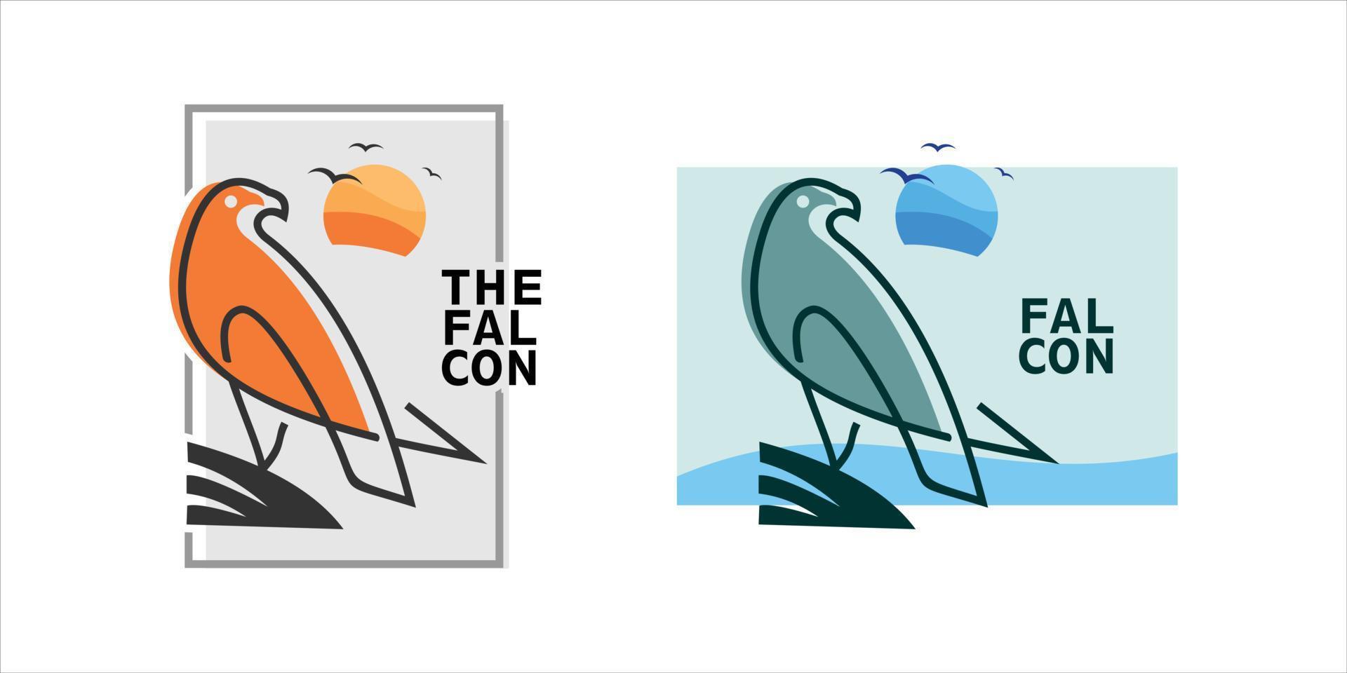 Falcon Vector Art Hawk Banner Design, Bird and Animal Poster Template