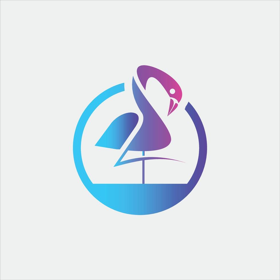 Flamingo Logo Design Bird Animal Vector, Nature Wildlife Fauna Icon Graphic Element vector
