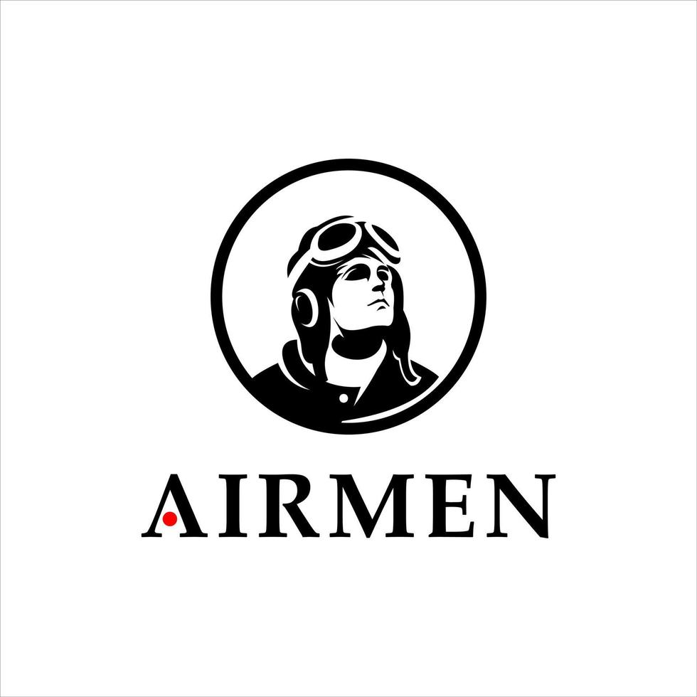 simple airman or pilot silhouette mascot element vector