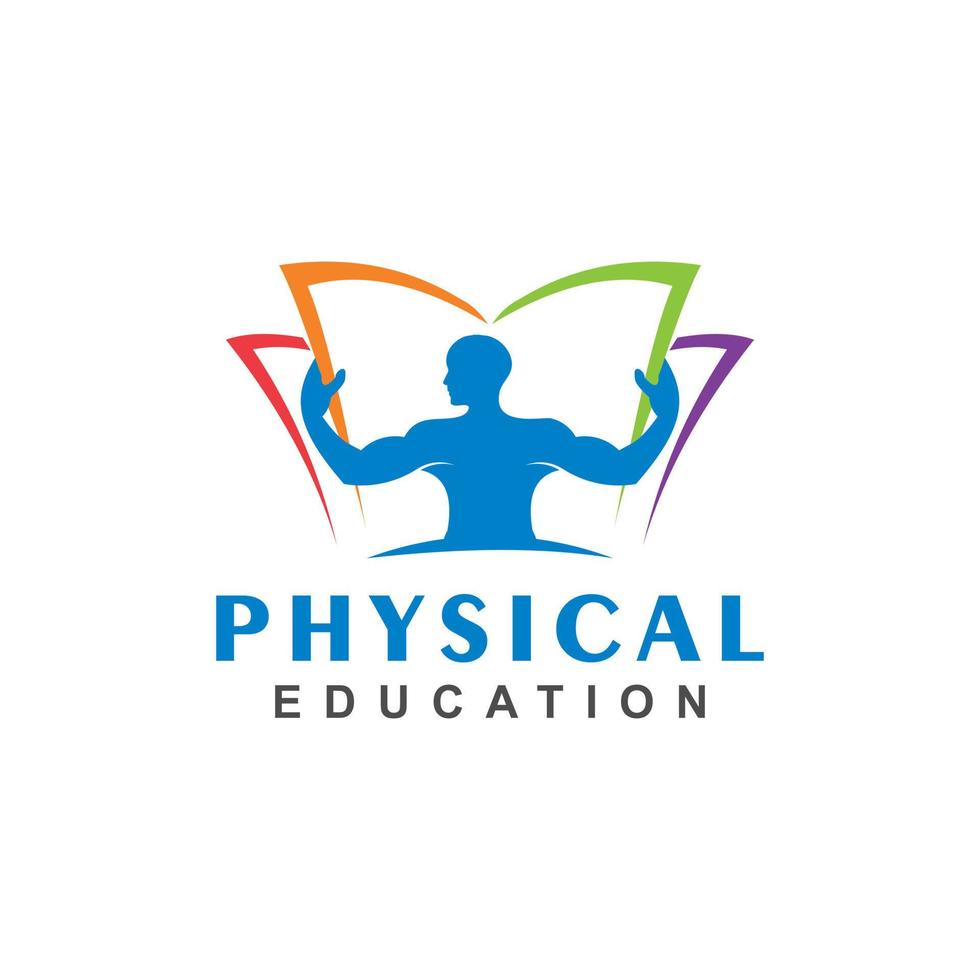 Fun modern physical education logo design template vector
