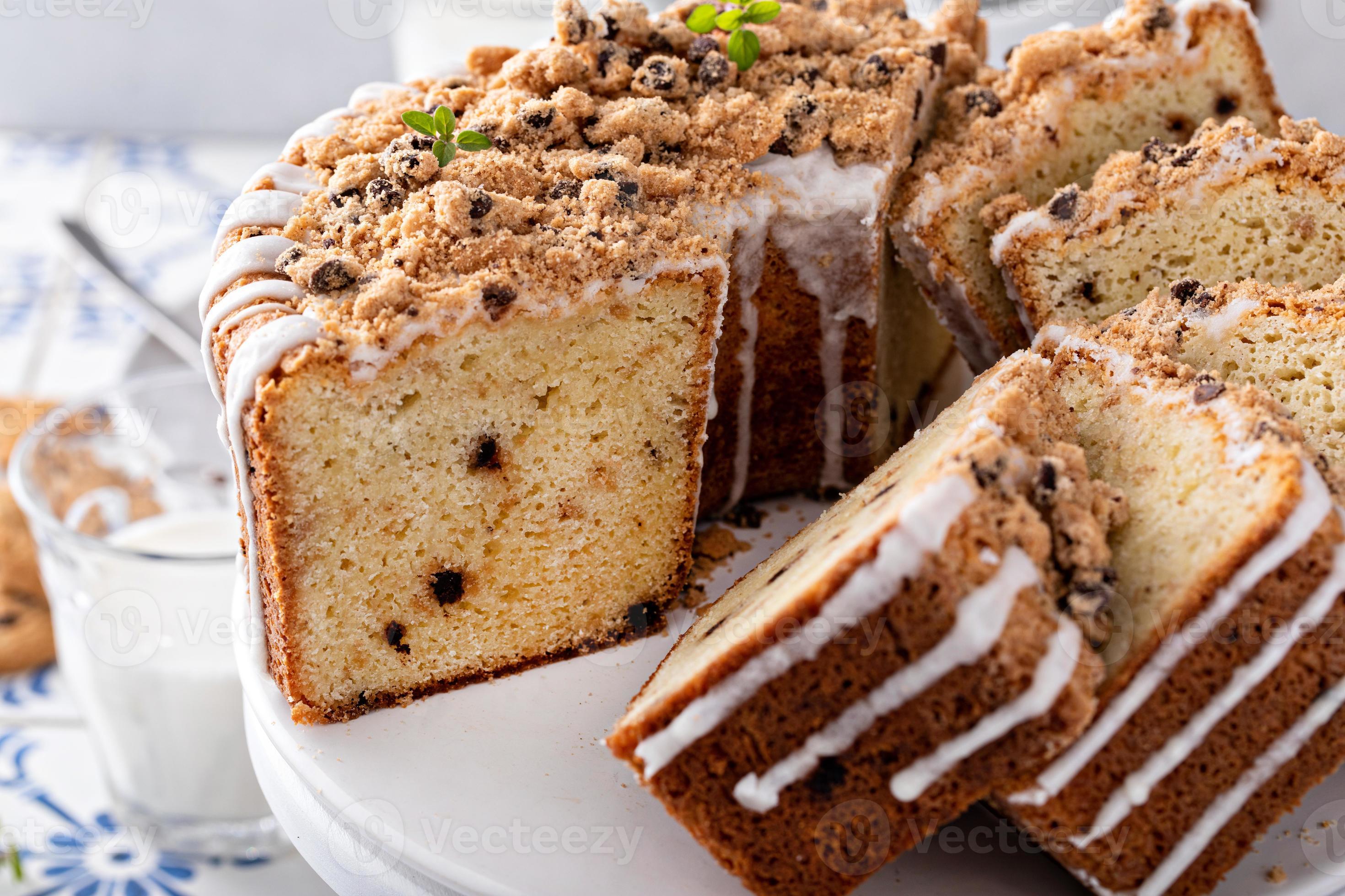 Chocolate chip cookie pound cake made in a tube pan 16219643 Stock