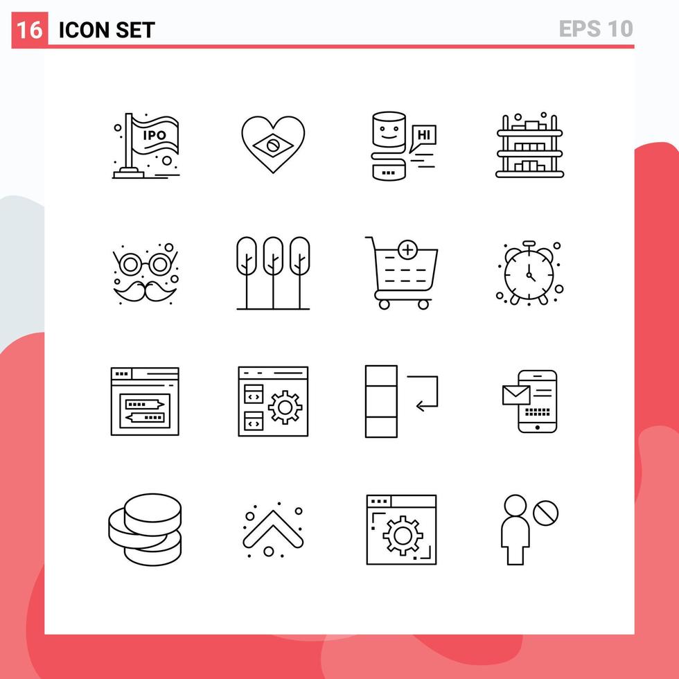 Mobile Interface Outline Set of 16 Pictograms of sell raft love commerce big think Editable Vector Design Elements