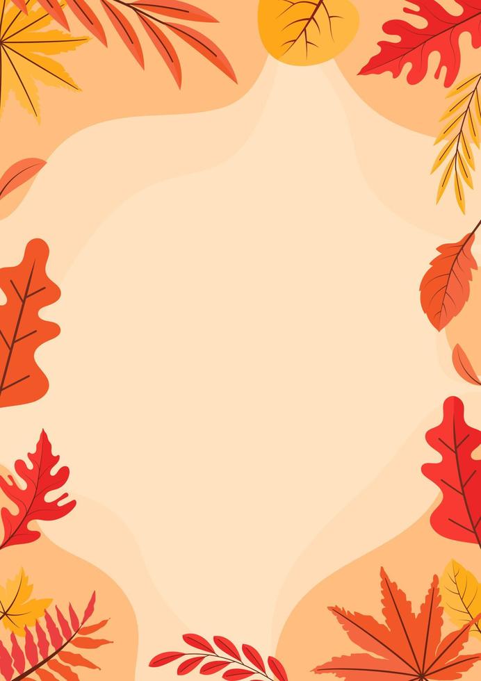Colorful Autumn fall leaves floral background illustration vector