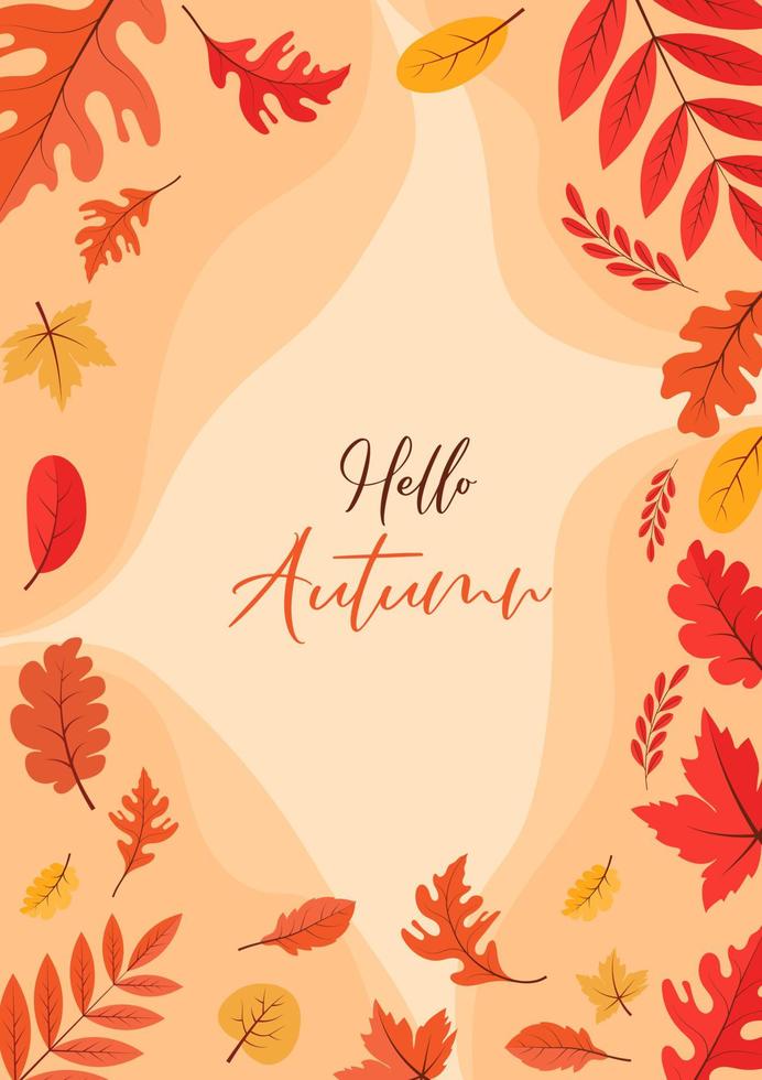 Colorful Autumn fall leaves floral background illustration vector