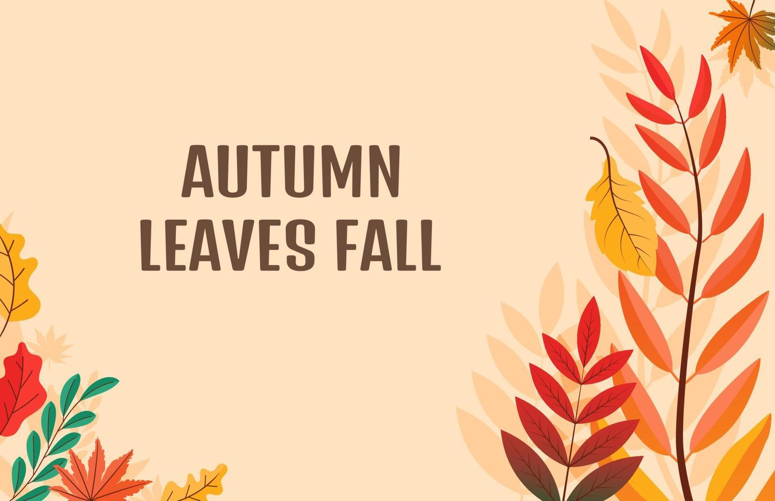 Colorful Autumn fall leaves floral background illustration with maple leaf vector