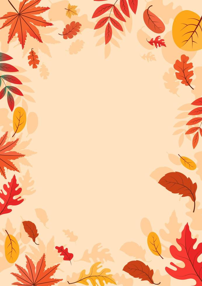 Colorful Autumn fall leaves floral background illustration vector