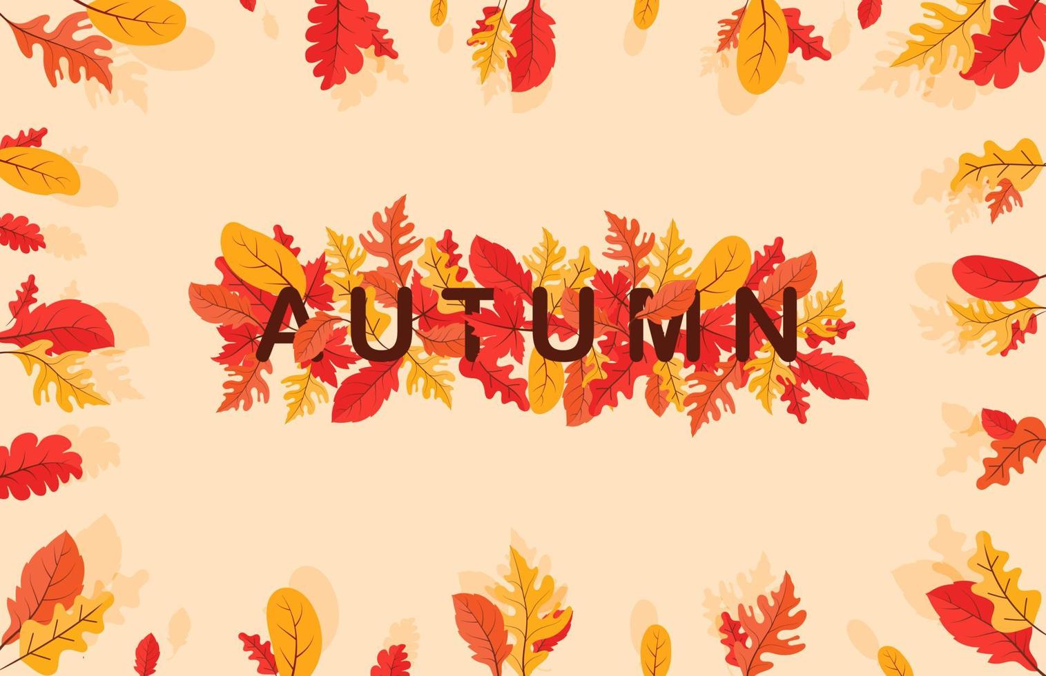 Colorful Autumn fall leaves floral background illustration with maple leaf vector