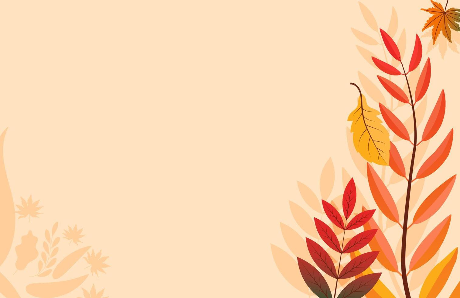 Colorful Autumn fall leaves floral background illustration with maple leaf vector