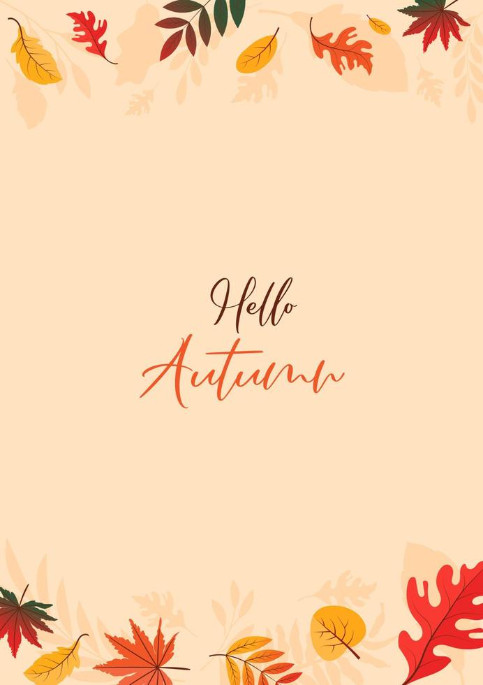 Colorful Autumn fall leaves floral background illustration vector