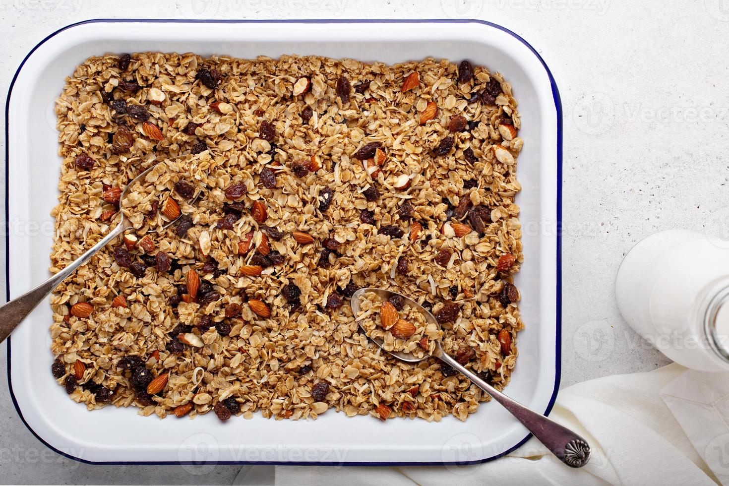 Homemade granola with coconut and almonds photo