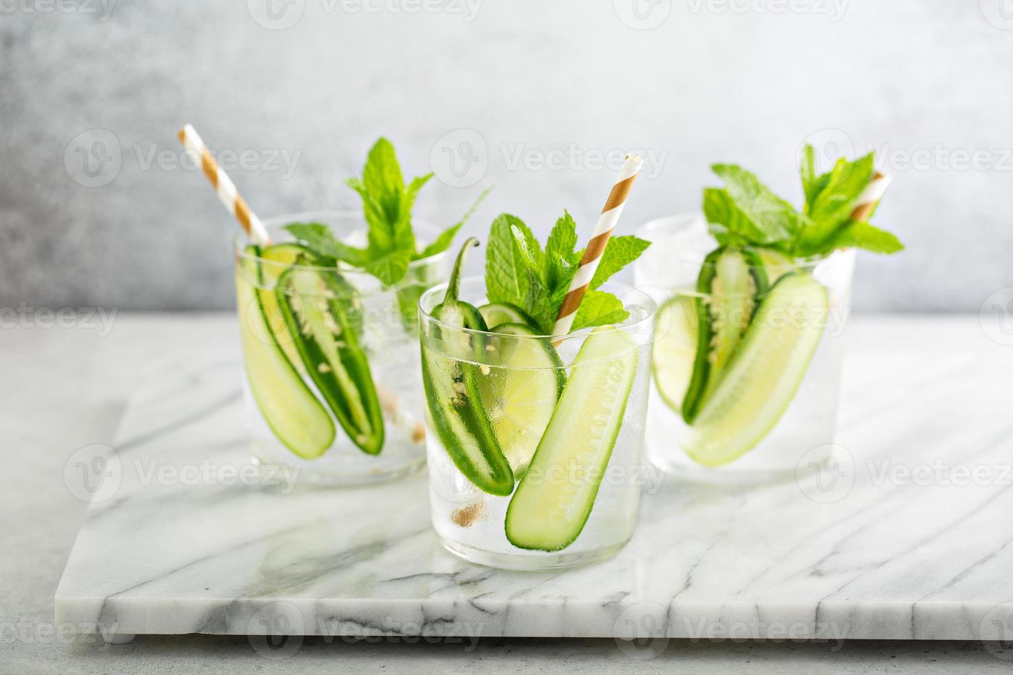 Spicy and refreshing cocktail with lime photo