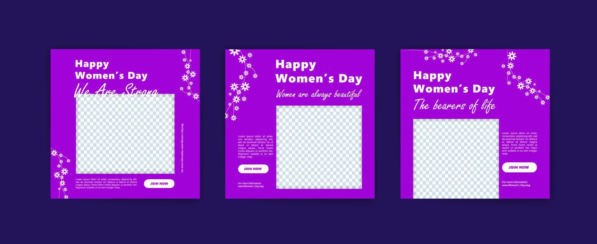 Happy Women's Day banner. Social media post template for Celebrating Happy Women's Day. vector