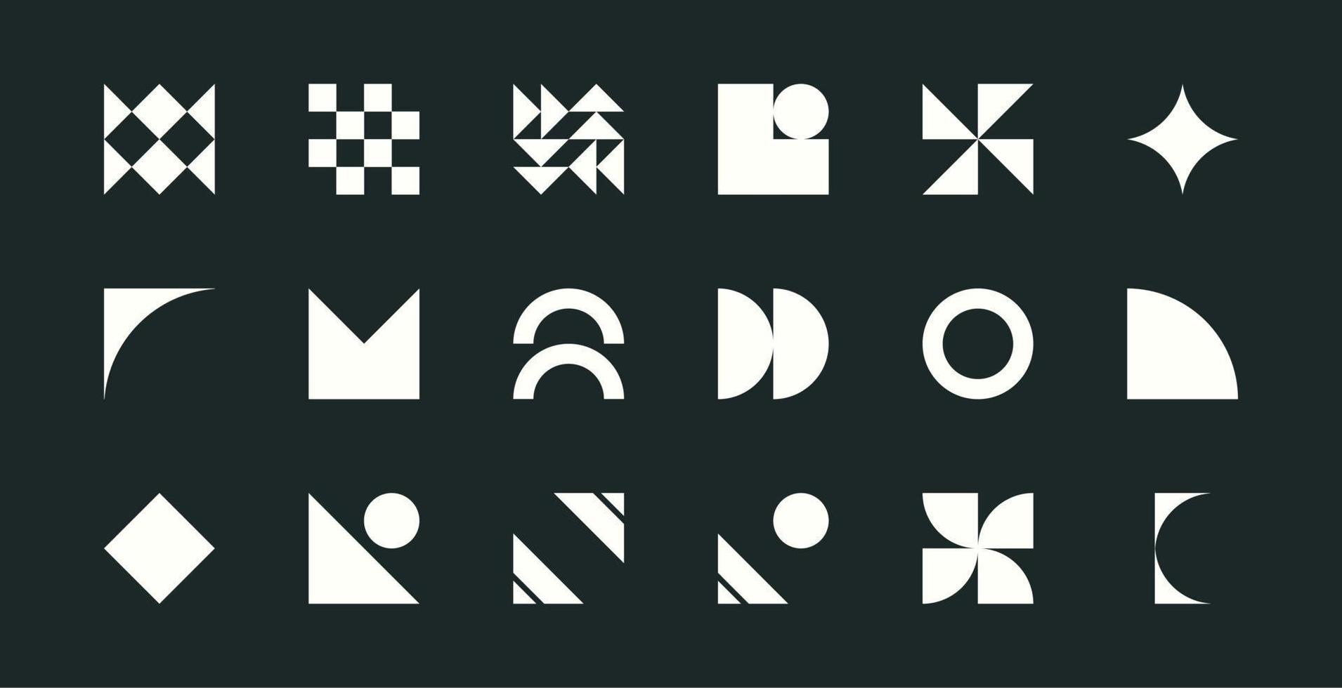 Brutalism shapes, minimalist geometric elements, abstract bauhaus forms. Simple star and flower shape, basic form, trendy modern graphic element vector set