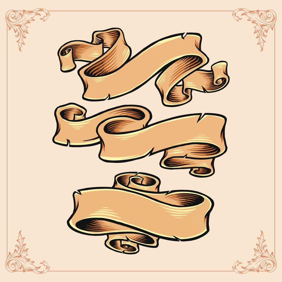 Classic ribbon swirls set illustration vector