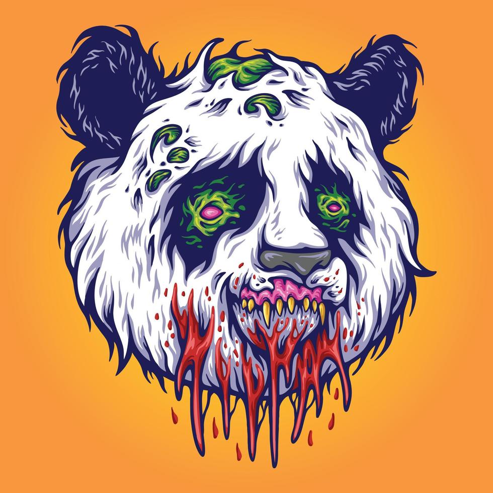 Angry panda head monster illustration vector