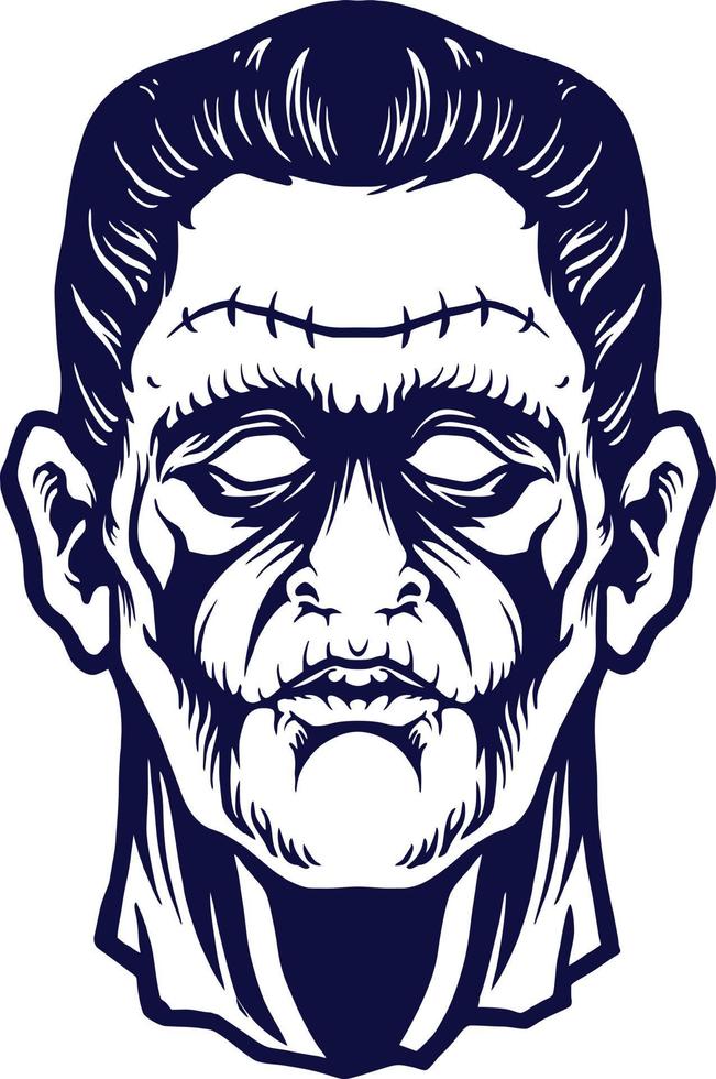 Zombie Face Halloween monochrome Vector illustrations for your work Logo, mascot merchandise t-shirt, stickers and Label designs, poster, greeting cards advertising business company or brands.
