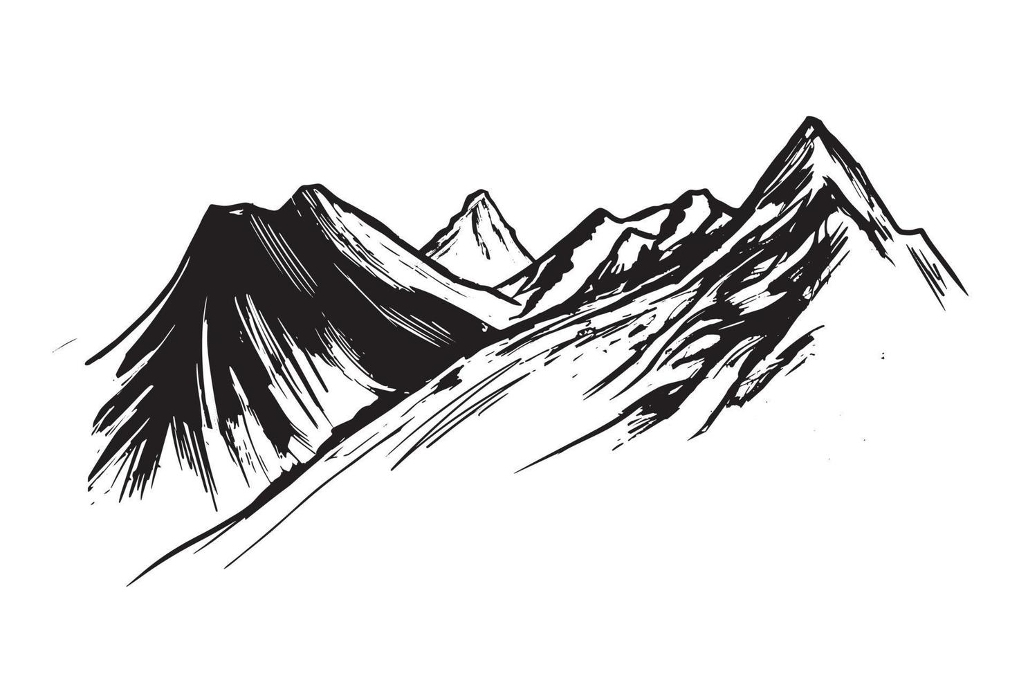 paisaje de montaña, estilo boceto, ilustraciones vectoriales vector