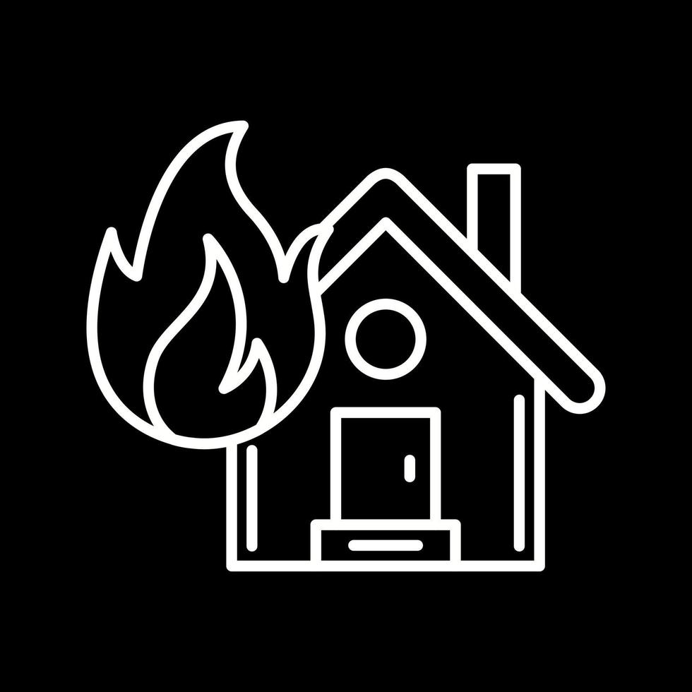 icono de vector de casa en llamas