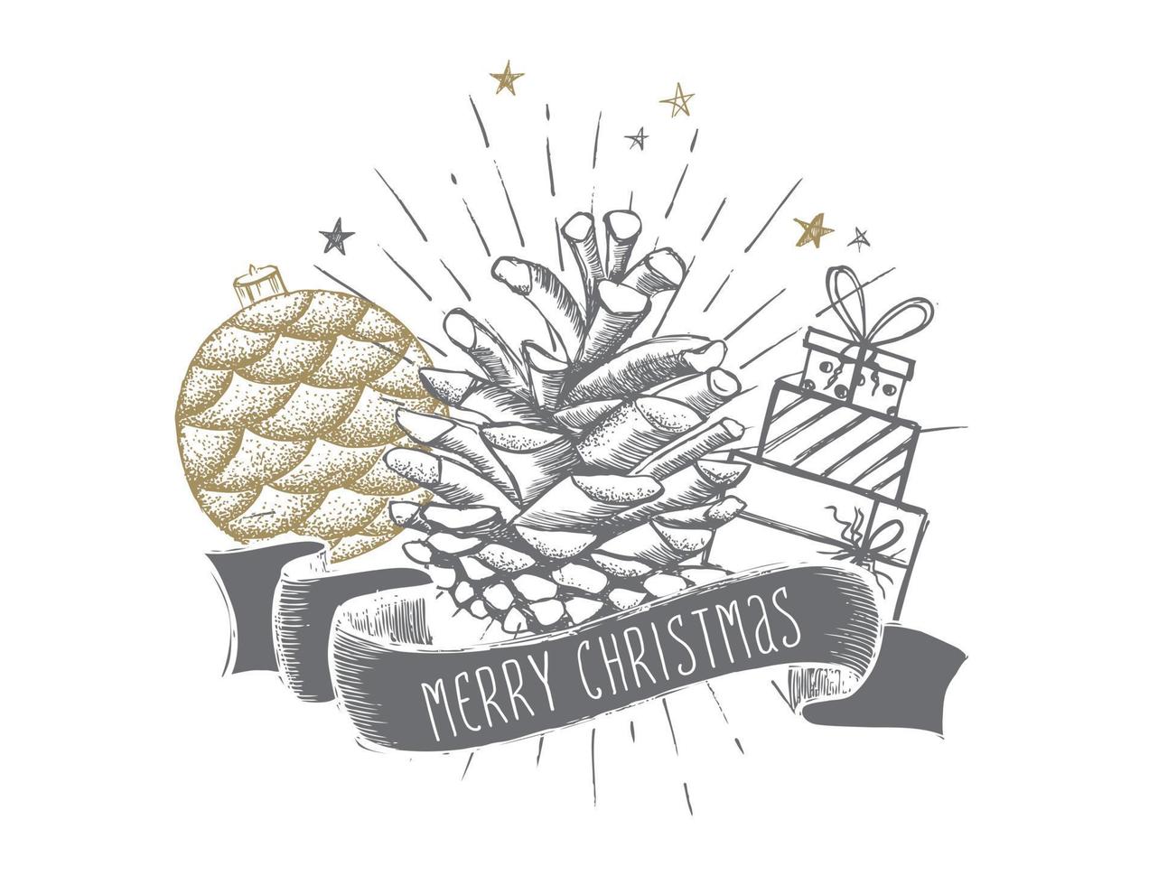Christmas and New Year set. Hand drawn illustration. vector