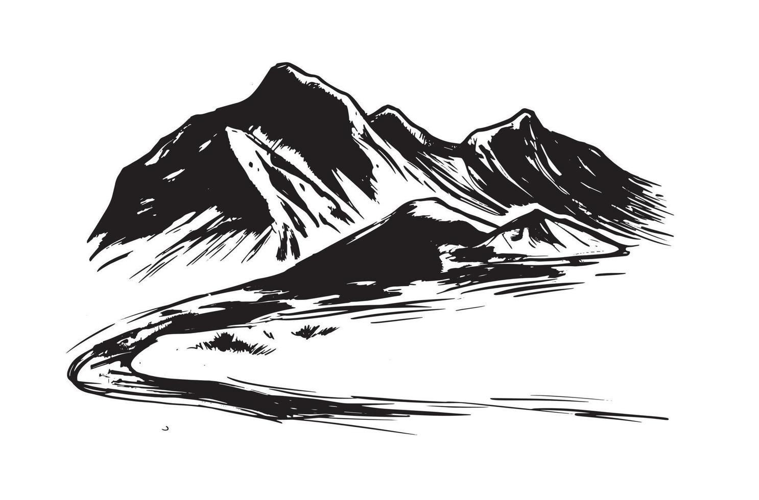 paisaje de montaña, estilo boceto, ilustraciones vectoriales vector