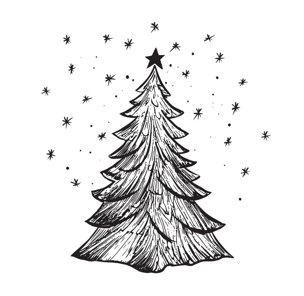 Christmas tree set, Hand drawn illustrations. vector