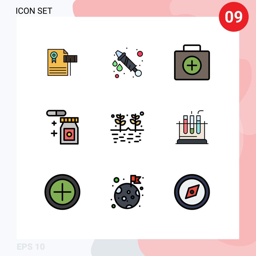 Stock Vector Icon Pack of 9 Line Signs and Symbols for garden agriculture briefcase temperature tablet Editable Vector Design Elements