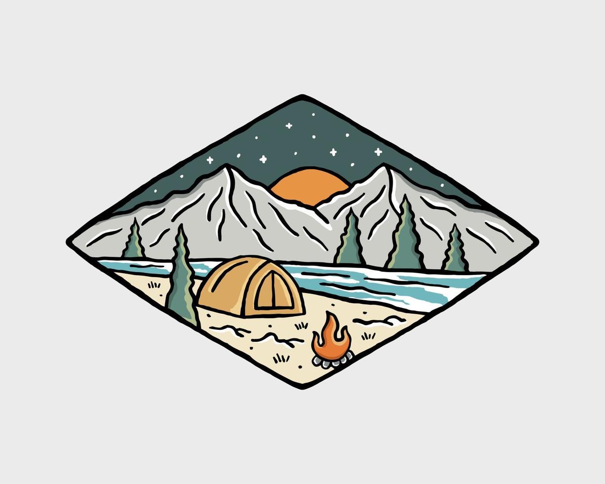 Nature camping wildlife design for badge, sticker, patch, t shirt vector design