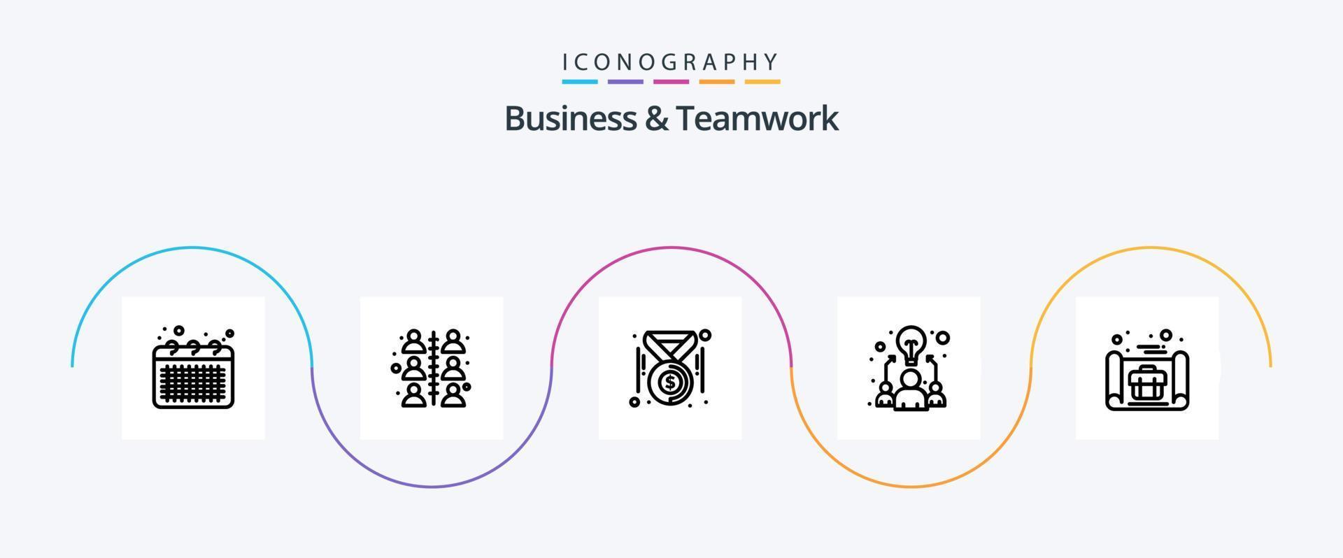 paquete de iconos de línea 5 de negocios y trabajo en equipo que incluye negocios. equipo. trabajar. ocurrencia. dinero vector