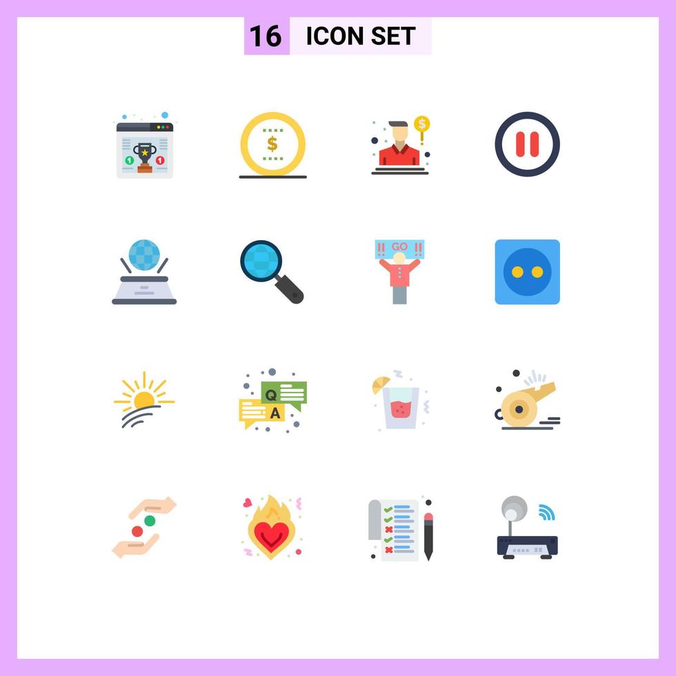 Editable Vector Line Pack of 16 Simple Flat Colors of imagination world agent user interface Editable Pack of Creative Vector Design Elements