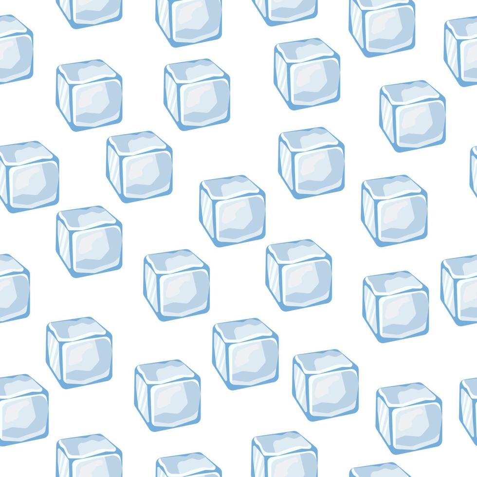 Ice cubes seamless pattern on white background vector