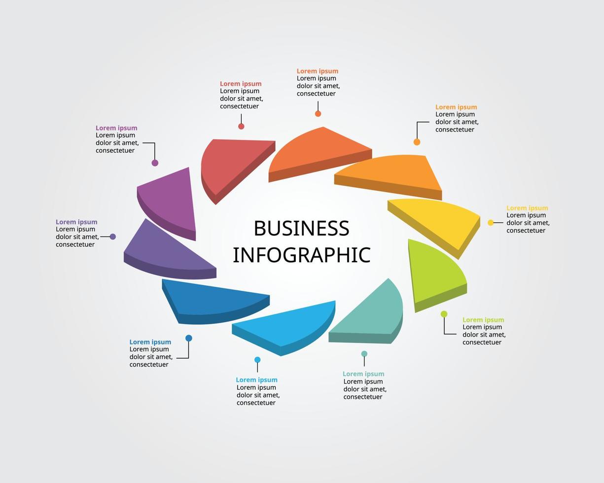 flower step template for infographic for presentation for 10 element vector