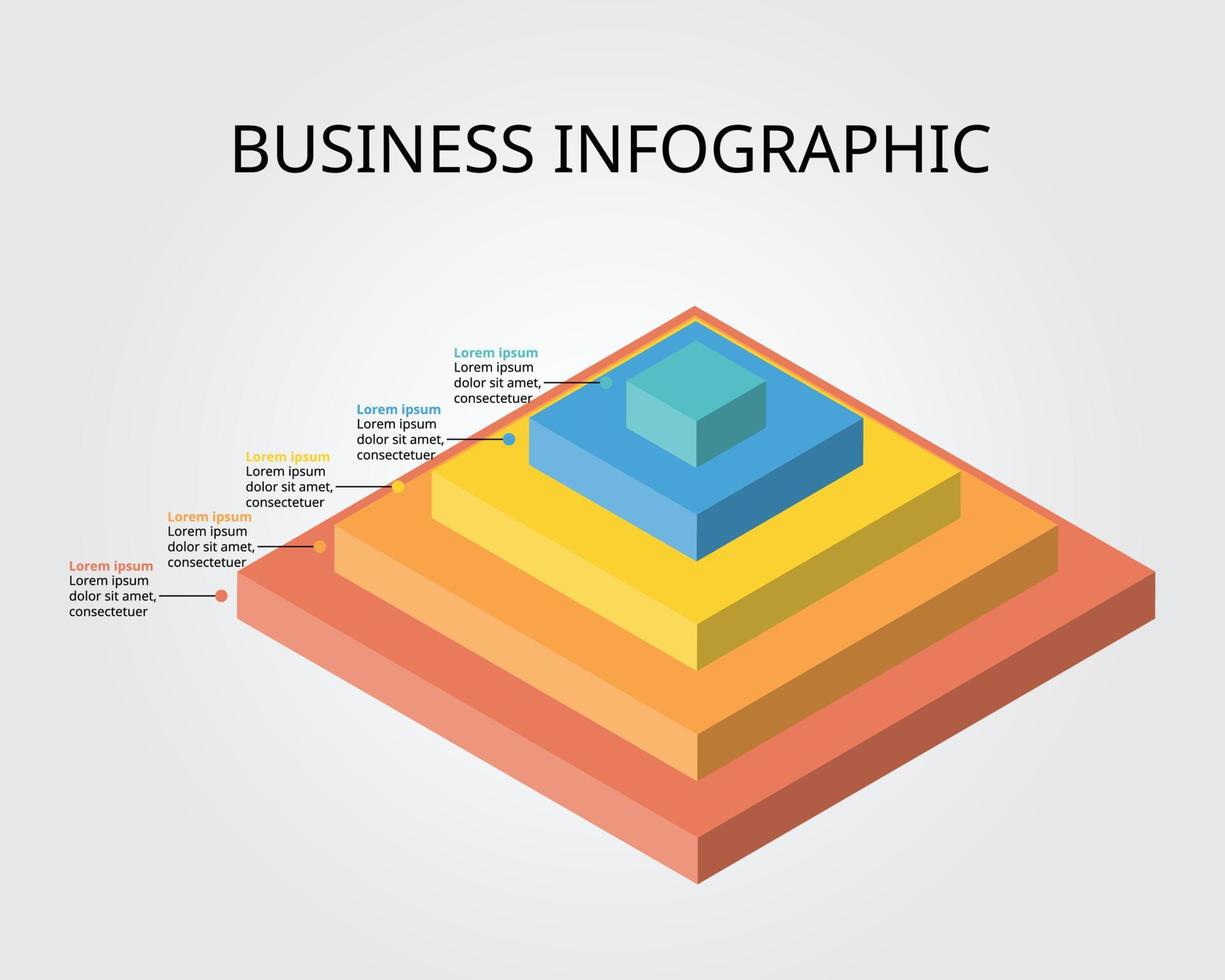 plantilla de gráfico cuadrado para infografía para presentación de 5 elementos vector