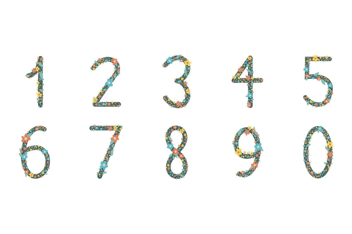 Pastel cute flower on decoration on number for decorating or printing vector