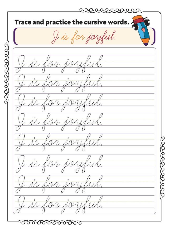 Cursive Word Trace And Practice Page vector
