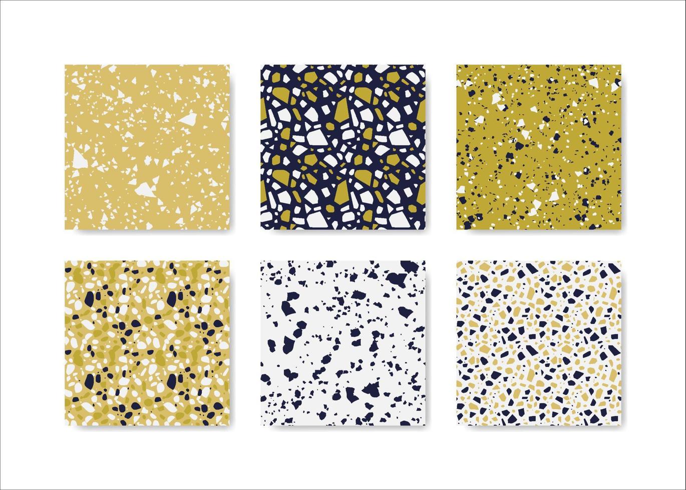 Set of terrazzo seamless patterns. Terrazzo floor pattern. Terrazzo seamless pattern. Collection of terrazzo pattern vector