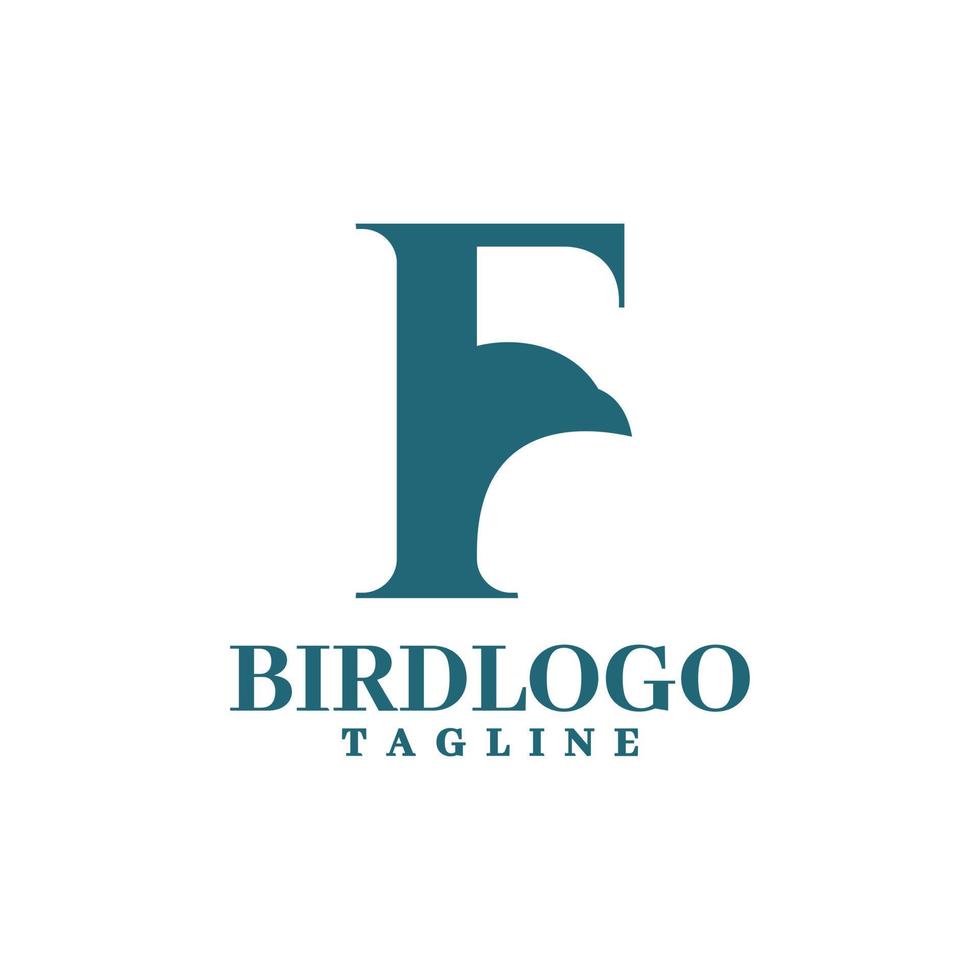 logotipo de la letra f con una ilustración de una cabeza de pájaro. bueno para cualquier logotipo de empresa. vector