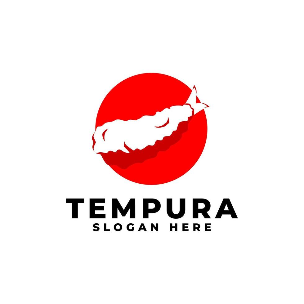 ilustración de tempura o camarones fritos. comida japonesa. cocina asiática. plantilla de logotipo de comida japonesa vector