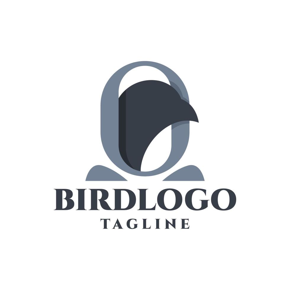 logotipo de la letra o con una ilustración de una cabeza de pájaro. bueno para cualquier logotipo de empresa. vector