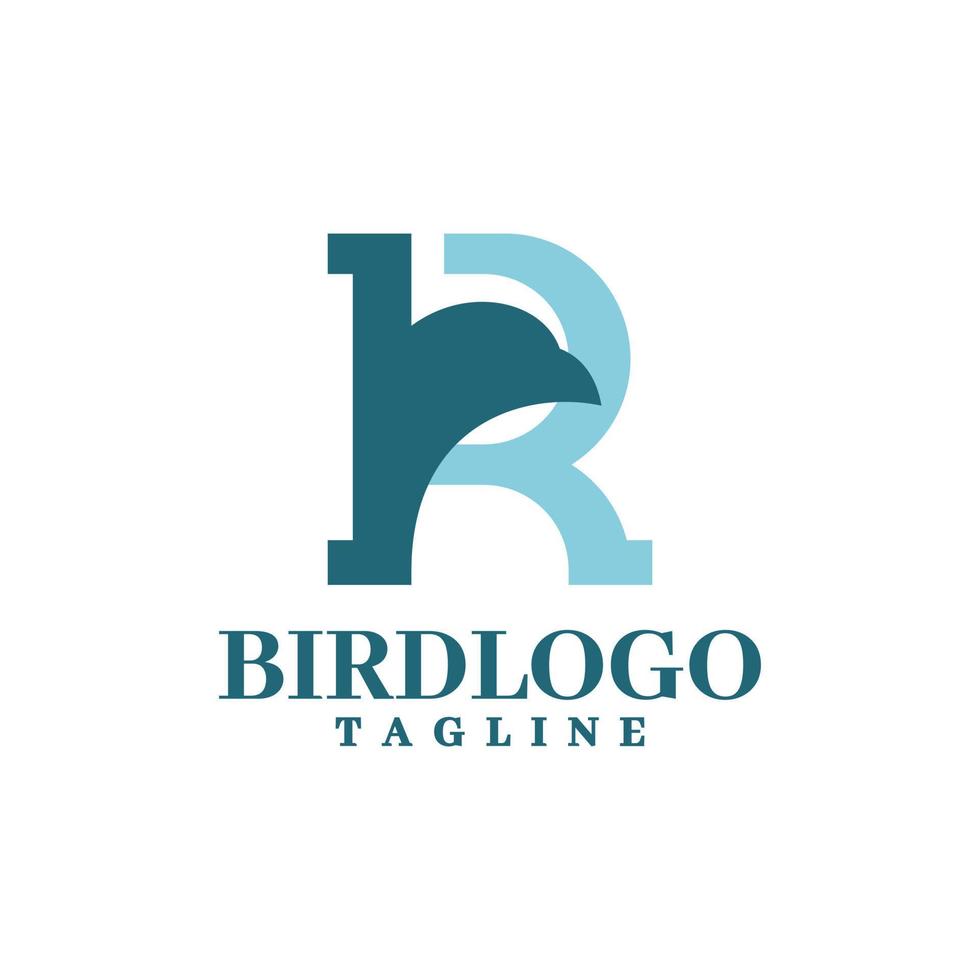 logotipo de la letra r con una ilustración de una cabeza de pájaro. bueno para cualquier logotipo de empresa. vector