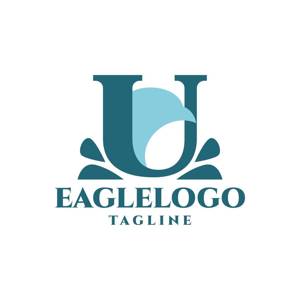 logotipo de la letra u con una ilustración de una cabeza de pájaro. bueno para cualquier logotipo de empresa. vector