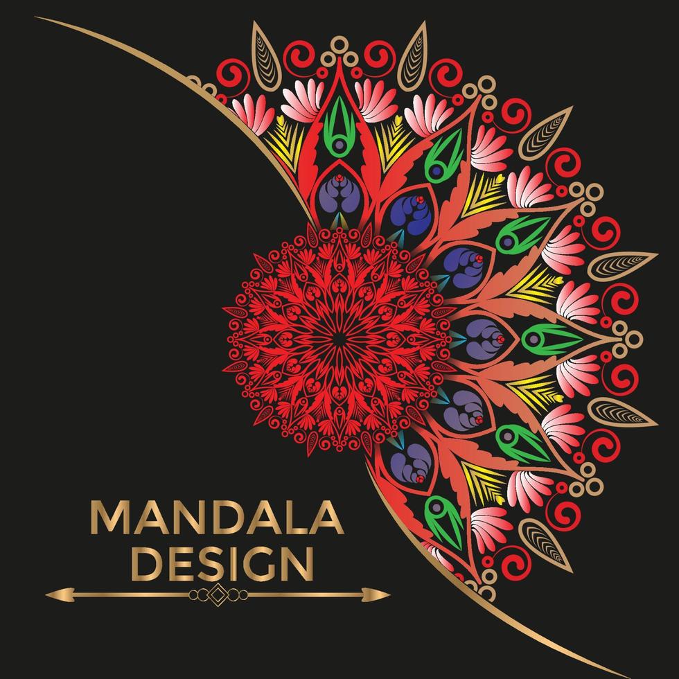 fondo de mandala colorido geométrico con espacio vacío vector